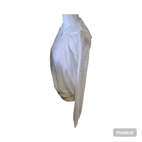 NWOT Size Large Allegra K Bomber White Mesh Design Bomber Jacket - Picture 6 of 10
